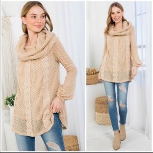 Ryu: cowl turtle neck tunic sweater beige